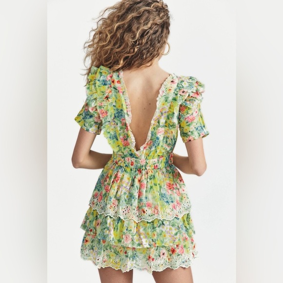 LoveShackFancy Floral Yellow and Pink Dress - S - Picture 3 of 12